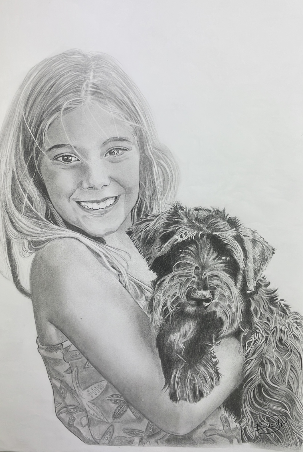 Fotocopias Javipar retrato lapiz de niña con perro